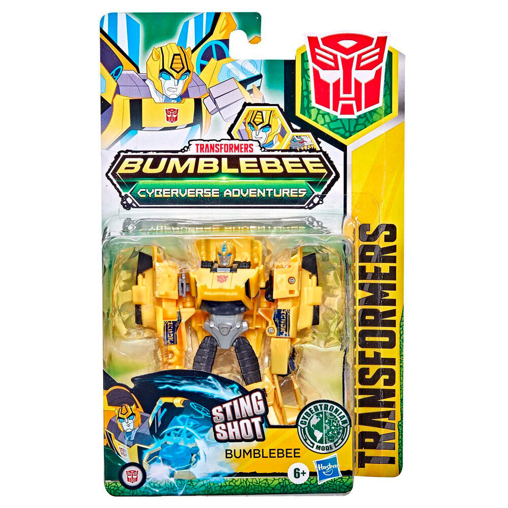 Photo d'une figurine Transformers Cyberverse avec accessoires inclus visibles