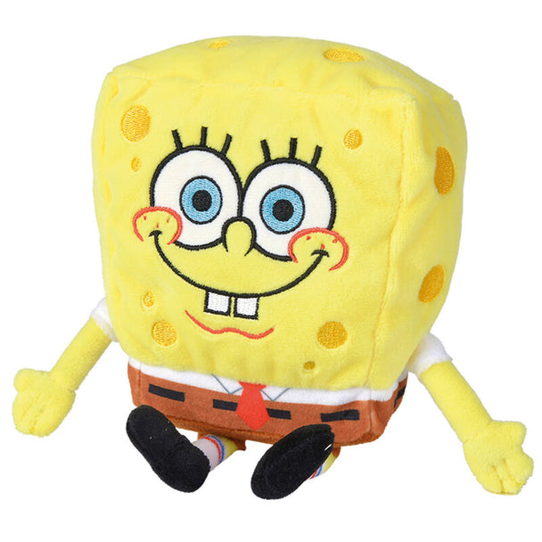 Peluche Bob l'Éponge de 14 cm, jouet doux et coloré de la marque SIMBA, vue de face.