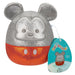 Collection complète des 4 peluches Squishmallows Disney 12 cm sur fond blanc