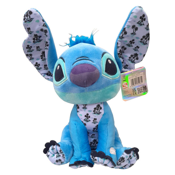 Peluche Stitch Disney de 30 cm vue de face avec ses grandes oreilles bleues et son sourire malicieux