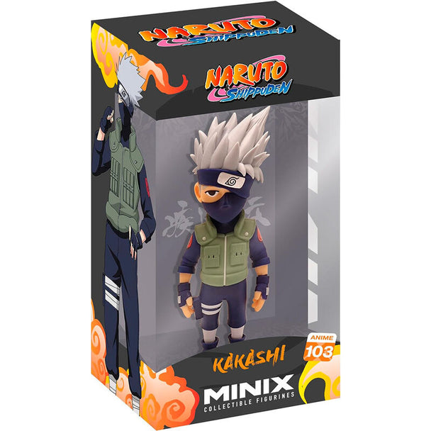 Figurine Kakashi Minix 12cm vue de face avec détails précis du visage et tenue ninja