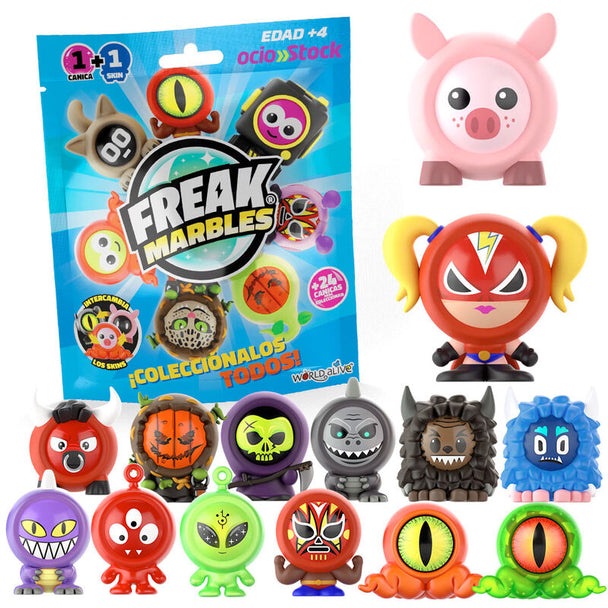 Sac surprise Freak Marbles avec bille et skin assorti de la marque WORLD ALIVE