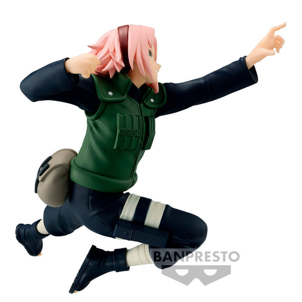 Vue latérale de la figurine Haruno Sakura II Vibration Stars montrant les détails du costume