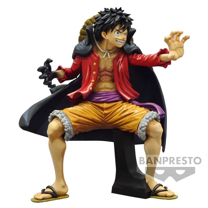 Vue arrière de la figurine Monkey D Luffy Wanokuni II montrant la posture dynamique