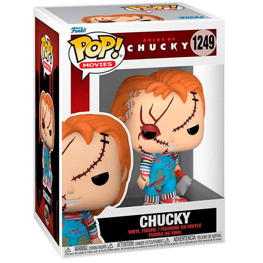 Figurine Funko POP Bride of Chucky en vinyl de 9 cm dans sa boîte vitrine, vue de face.