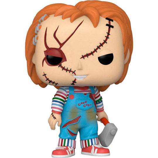 Détail de la figurine Chucky Bride of Chucky Funko POP avec ses couleurs vives et son expression caractéristique.