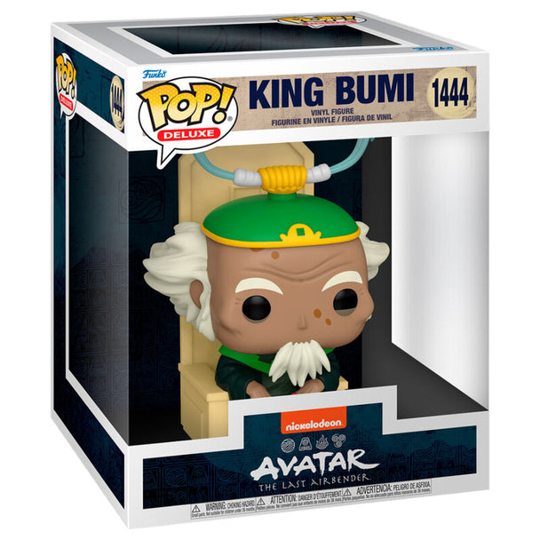 Figurine POP Deluxe King Bumi de FUNKO représentant le roi excentrique de la Terre dans Avatar The Last Airbender, vue de face avec détails colorés