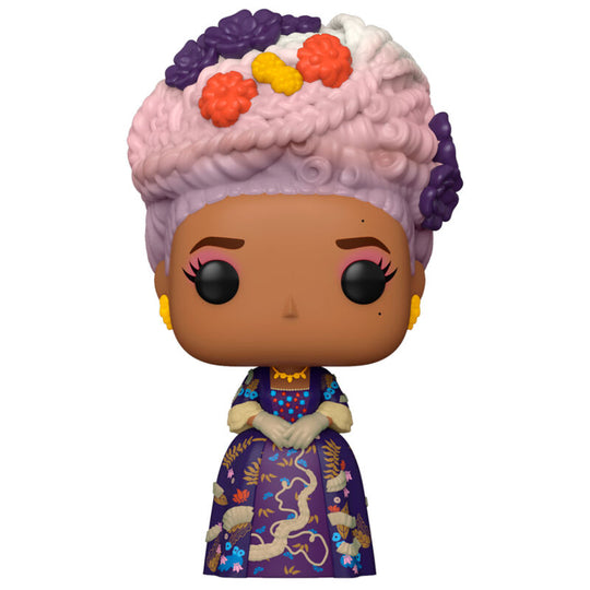 Détail de la figurine Funko POP Queen Charlotte Bridgerton montrant les couleurs et le design soigné du personnage