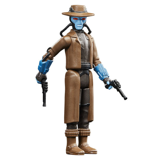 Vue latérale de la figurine Cad Bane articulée montrant les détails du costume et accessoires