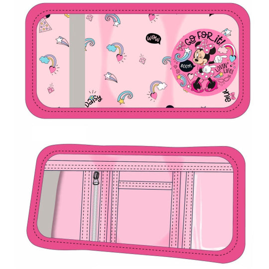 Portefeuille Disney Minnie rouge et noir de 26x13cm avec design officiel, parfait pour organiser cartes et billets.