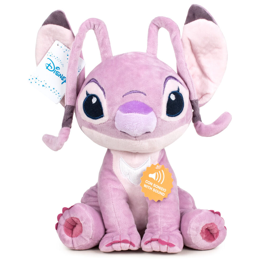 Peluche Disney Stitch et Angel douce de 40cm, vue de face avec détails colorés et textures moelleuses.