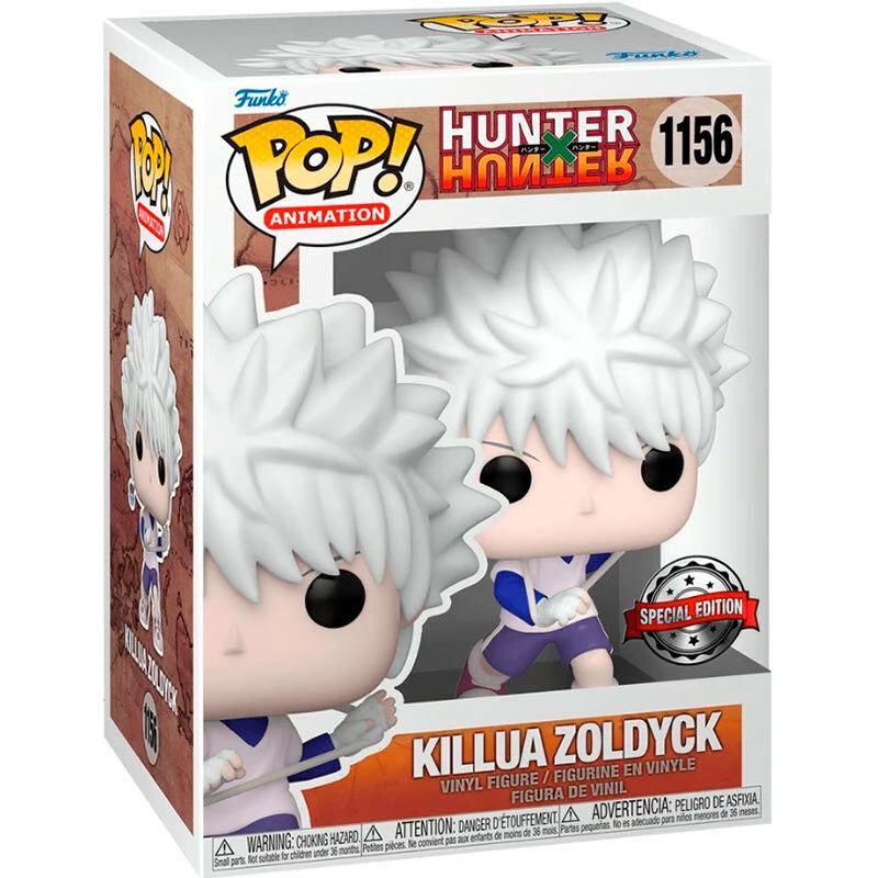 Vue rapprochée de la figurine Funko POP Killua Zoldyck Hunter x Hunter exclusive avec détails soignés