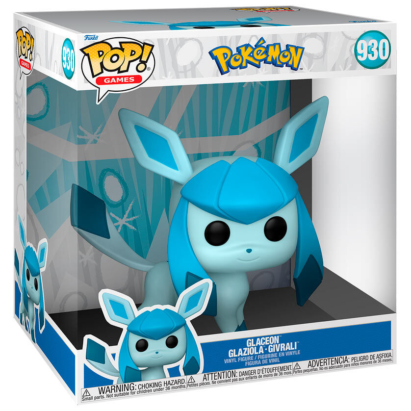 Boîte vitrine originale Funko POP contenant la figurine Glaceon de 25 cm, idéale pour collectionneurs et fans de Pokémon.