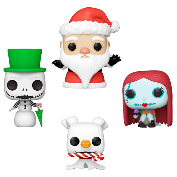 Vue rapprochée du pack Pocket POP comprenant 4 figurines Disney L'Étrange Noël de Monsieur Jack, édition exclusive FUNKO