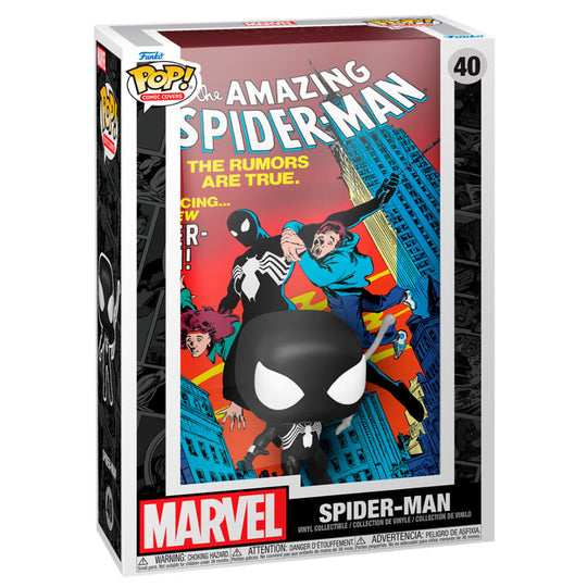 Figurine Funko POP Amazing Spiderman en vinyle avec design Comic Cover Marvel, vue de face sur fond blanc