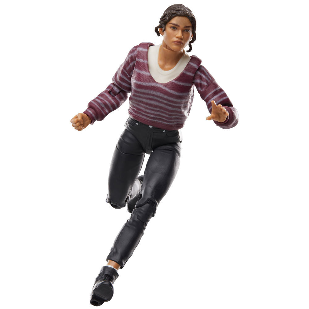 Gros plan sur le visage détaillé de la figurine MJ Marvel HASBRO