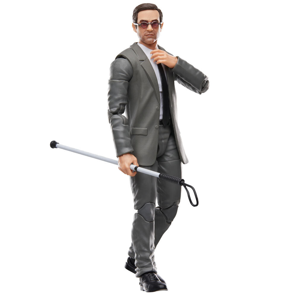 Vue rapprochée du visage détaillé de la figurine Matt Murdock 15cm