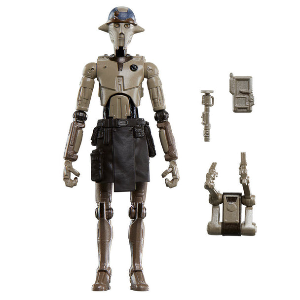 Figurine Star Wars Ahsoka Huyang de 9,5 cm vue de face avec accessoires