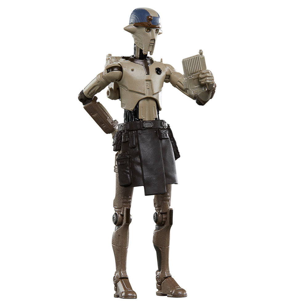 Vue arrière de la figurine articulée Star Wars Ahsoka Huyang avec accessoires