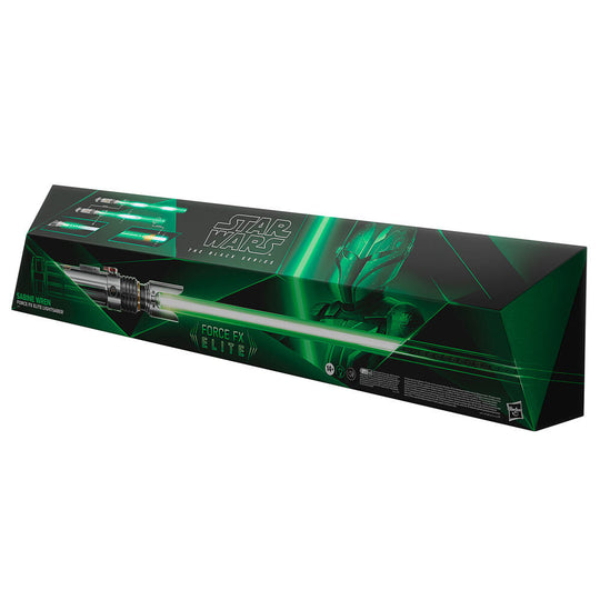 Présentation du sabre laser Sabine Wren dans un décor inspiré de Star Wars