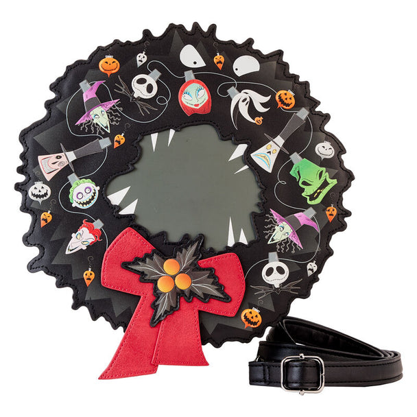 Sac bandoulière Loungefly Disney Nightmare Before Christmas en cuir vegan avec détails lumineux et applique en forme de couronne