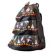 Zoom sur les bretelles ajustables et la quincaillerie métallique robuste du sac à dos Loungefly Nightmare Before Christmas
