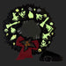 Gros plan sur les détails embossés et imprimés du sac Loungefly Nightmare Before Christmas Wreath avec effet phosphorescent