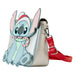 Détail du sac Stitch avec appliqué et impression scintillante sur fond festif