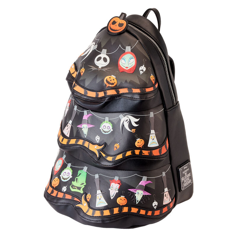 Vue latérale du sac à dos mini avec motifs embossés et imprimés phosphorescents du film Disney