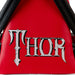 Intérieur du sac à dos Loungefly Marvel Thor montrant la doublure coordonnée