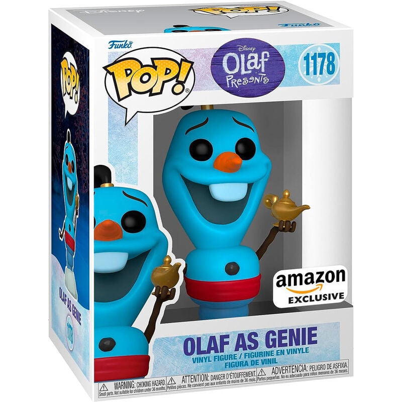 Figurine Funko POP Olaf en génie Disney exclusive de 9 cm dans sa boîte cadeau avec fenêtre