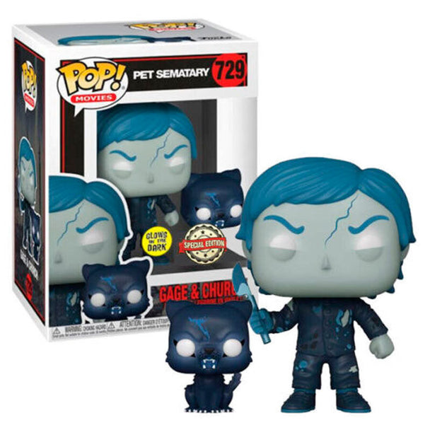 Figurine Funko POP exclusive Pet Sematary Gage et Church en vinyle de 9 cm dans sa boîte cadeau avec fenêtre.
