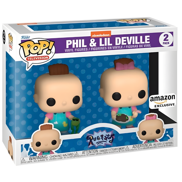 Pack de deux figurines Funko POP Rugrats représentant Phil et Lil en vinyle dans leur boîte cadeau avec fenêtre transparente