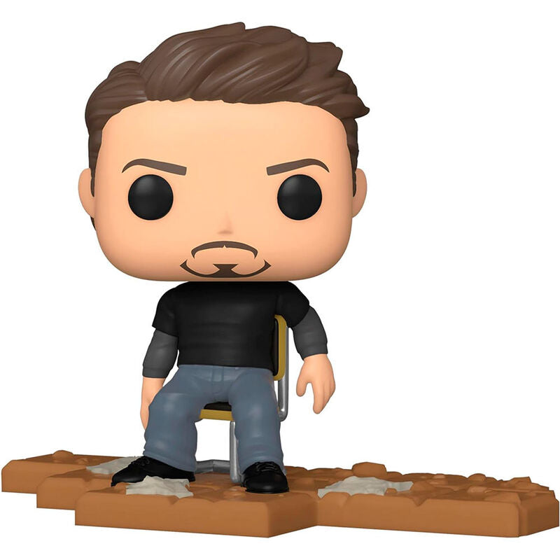Vue rapprochée de la figurine Funko POP Tony Stark avec détails précis et couleurs vives