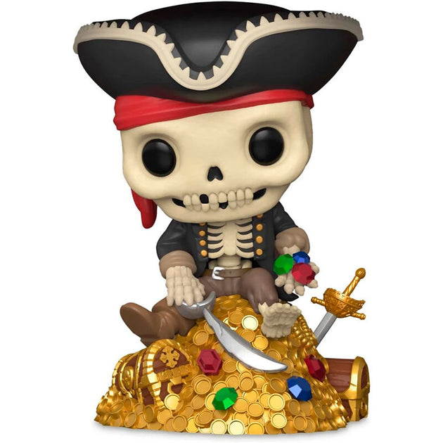 Figurine Funko POP Deluxe Treasure Skeleton exclusive Pirates of the Caribbean en vinyle avec détails précis dans sa boîte vitrine.