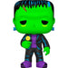 Vue détaillée de la figurine Funko POP Frankenstein exclusive montrant les couleurs et finitions soignées sur fond neutre