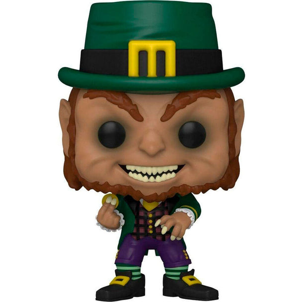 Figurine Funko POP Leprechaun de 9cm dans sa boîte cadeau avec fenêtre transparente, vue de face.