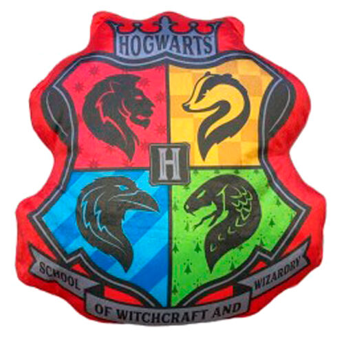Coussin 3D Harry Potter Poudlard de 35cm avec design détaillé et couleurs vives, produit officiel Warner Bros Discovery.