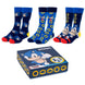 Pack de 3 paires de chaussettes Sonic the Hedgehog pour adultes, vue d'ensemble des designs colorés