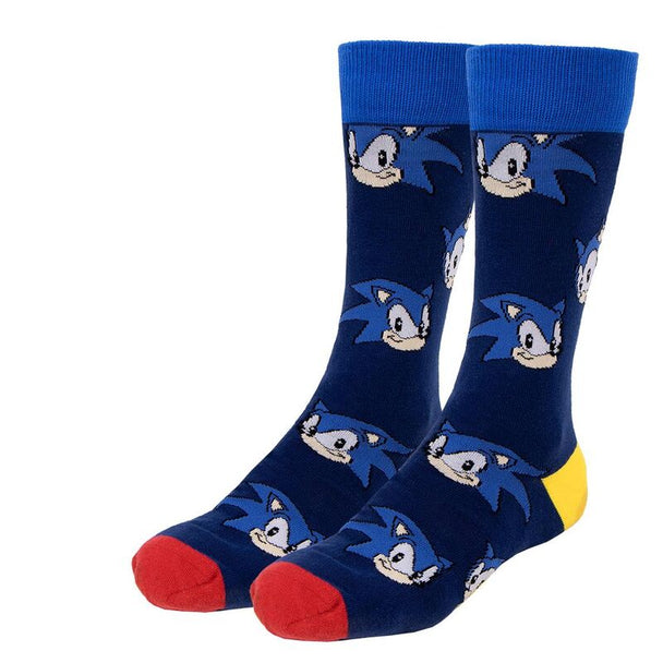 Chaussettes pour adultes Sonic the Hedgehog avec design coloré, fabriquées en coton et élasthanne, tailles 35 à 46, marque CERDÁ.