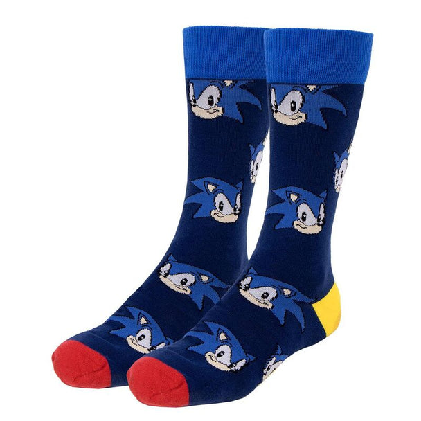 Chaussette Sonic the Hedgehog bleue avec logo emblématique, taille 40-46, en coton doux