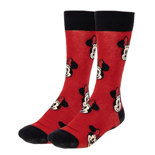 Vue rapprochée de la composition en coton et élasthanne des chaussettes Disney Minnie