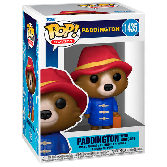 Figurine Funko POP Paddington de 9 cm avec sa valise dans une boîte vitrine transparente