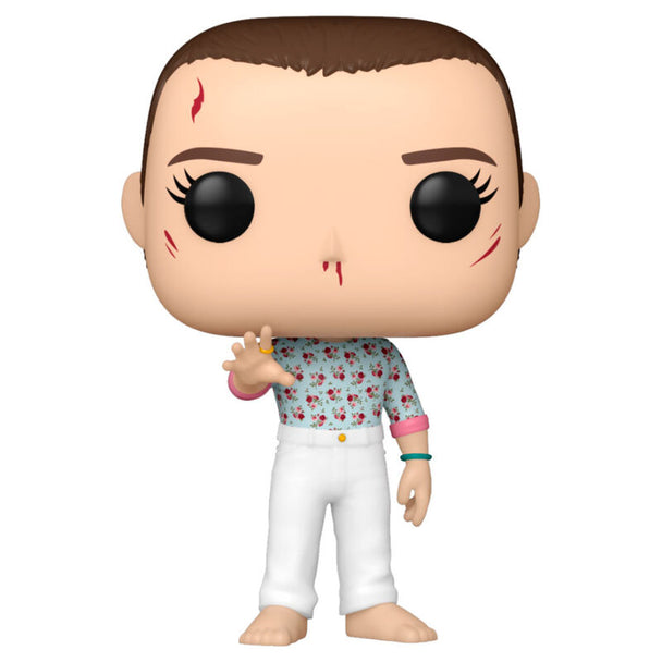 Figurine Funko POP Eleven Chase de Stranger Things, vue de face dans sa boîte fenêtre cadeau de 9 cm