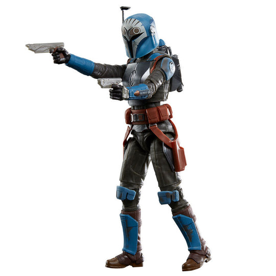 Vue arrière de la figurine Bo-Katan Kryze montrant le design complet de l'armure et le casque