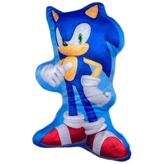 Zoom sur la matière velboa du coussin Sonic the Hedgehog montrant la qualité et le relief 3D du produit