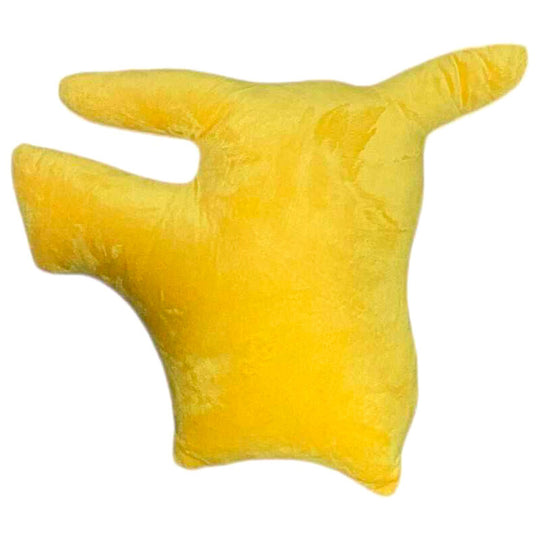 Coussin 3D Pikachu officiel Nintendo en velboa doux, vue de face, dimensions 35 cm