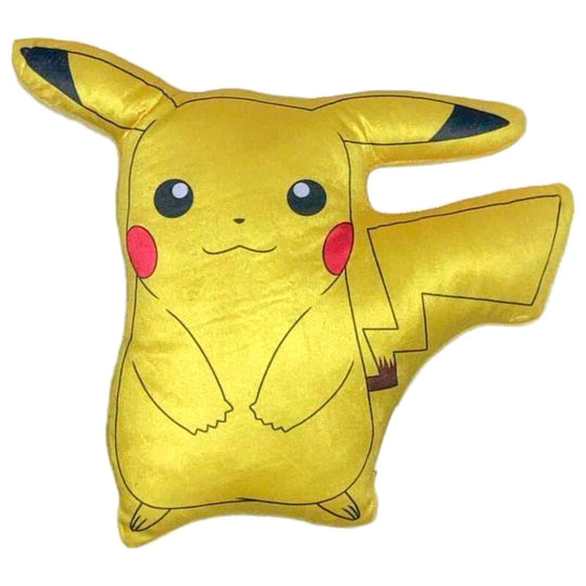 Détail du coussin Pikachu 3D montrant la texture velboa et les finitions soignées