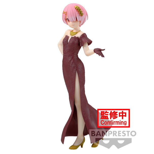 Figurine Ram Re:Zero Glitter & Glamours de 23 cm en présentation frontale avec détails précis