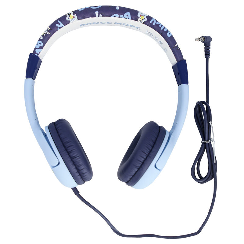 Casque Bluey posé sur une table avec câble de 90 cm déroulé